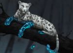  2018 ambiguous_gender blue_eyes blue_nose digital_media_(artwork) feline feral hi_res jademere leopard lying mammal outside paws solo 
