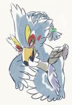  2018 anthro avian beak bird braided_hair breath_of_the_wild eyelashes feathers green_eyes hair kemono looking_at_viewer male ningukt nintendo open_mouth revali rito smile solo the_legend_of_zelda tongue video_games 