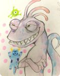  2016 disney ichthy0stega mike_wazowski monsters_inc pixar randall_boggs smile solo sulley teeth 