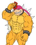  2009 anthro big_muscles eyewear front_view huge_muscles koopa koopaling male mario_bros muscular muscular_male nintendo ripped-saurian roy_koopa scalie simple_background solo standing sunglasses video_games white_background 