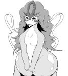  anthro blush breasts crouching enryo eyelashes female greyscale legendary_pok&eacute;mon monochrome navel nintendo nude open_mouth pok&eacute;mon pok&eacute;mon_(species) small_breasts solo suicune thick_thighs video_games wide_hips 