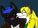  2011 amocin anthro arlene_(amocin) canine claws clothed clothing digital_media_(artwork) eyes_closed eyewear female fur hair icon licking looking_at_viewer malcolm_(amocin) male mammal sunglasses tongue tongue_out were werewolf wolf 