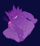  anthro balls erection floating foot_fetish footjob gengar ghost looking_at_viewer male masturbation nintendo nipples penis pok&eacute;mon pok&eacute;mon_(species) purple_skin red_eyes sex simple_background slightly_chubby smile solo spirit tderek99 vein veiny_penis video_games 