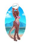  anthro ball balls_in_panties beach beach_ball bikini breasts bulge clothed clothing dickgirl intersex mammal mustelid otter outside rokemi seaside solo standing swimsuit wide_hips 
