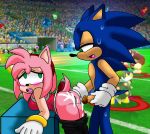  amy_rose anthro big_breasts blush breasts butt clothed clothed_sex clothing cum cum_in_pussy cum_inside cum_on_butt cumshot ejaculation exhibitionism female hedgehog humanoid_penis male male/female mammal mostly_nude olympics orgasm penis pent_up public rokkerth sex sonic_(series) sonic_the_hedgehog spats spent sweat thekaimaster07 