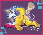  anus cum cum_in_ass cum_inside digimon disembodied_penis feet gabumon male paws penis sean_blackthorne 