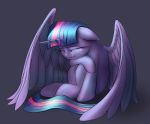  2018 crying equine female feral friendship_is_magic grey_background hair horn mammal my_little_pony simple_background solo stratodraw tears twilight_sparkle_(mlp) unicorn_horn winged_unicorn wings 