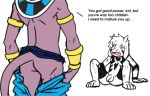  anime anthro asriel_dreemurr asriel_dreemurr_(god_form) balls beerus boss_monster butt caprine clothing costume crossover defeated deity dialogue dragon_ball dragon_ball_super dragon_ball_z duo english_text feline fight footwear horn imminent_sex male mammal nude penis raxkiyamato shoes simple_background sketch sphynx text undertale video_games 