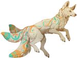  2014 alpha_channel amber_eyes ambiguous_gender canine digital_media_(artwork) feral fox fur grey_nose mammal maplespyder multi_tail paws simple_background solo transparent_background white_fur 
