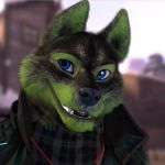  blue_eyes canine character_(betalonewolfn7) clothing facerig fur green_fur mammal wolf 