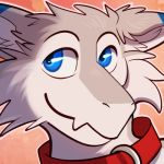  2018 ambiguous_gender anthro blue_eyes blue_fur collar cute_fangs dipstick_ears dragon ear_tuft fur furred_dragon grey_fur harlem icon senky solo tuft white_fur 