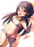  arm_up armpits ass_visible_through_thighs ayagi_daifuku bangs bare_arms bare_shoulders bikini black_hair blue_bikini blue_bow blush bow breasts brown_eyes brown_scarf commentary_request eyebrows_visible_through_hair from_above groin hair_between_eyes hair_bow half_updo hand_in_hair idolmaster idolmaster_cinderella_girls long_hair looking_at_viewer micro_bikini navel nose_blush open_mouth scarf shiny shiny_hair side-tie_bikini sidelocks silhouette small_breasts solo sparkle standing stomach striped striped_scarf swimsuit tachibana_arisu white_background 