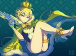  artoria_pendragon_(all) artoria_pendragon_(swimsuit_archer) ass bangs blonde_hair blue_cloak blue_eyes blush bow breasts cloak closed_mouth commentary crown eyebrows_visible_through_hair fate/grand_order fate_(series) fingernails full_body fur-trimmed_cloak fur-trimmed_hood fur_trim hair_between_eyes hand_up head_tilt high_heels holding hood hood_down hood_up looking_at_viewer medium_breasts mini_crown minyom one-piece_swimsuit revision shoes smile solo striped striped_bow swimsuit water_gun white_footwear white_swimsuit yellow_bow yellow_cloak 