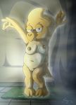  alphys breasts eyewear female foxifyer_(artist) glasses lizard nude pussy reptile scalie shower slightly_chubby steam teeth undertale video_games water wet 