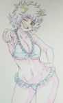  1girl ashido_mina bikini boku_no_hero_academia breasts cleavage drawing large_breasts mitarashi_o sketch solo swimsuit 