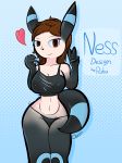  &lt;3 2018 animal_humanoid breasts clothed clothing digital_media_(artwork) dittodotto eeveelution female hair hi_res humanoid long_hair looking_at_viewer ness_(nic-m-lyc) nic-m-lyc nintendo nipples pok&eacute;mon pok&eacute;mon_(species) simple_background solo umbreon video_games 