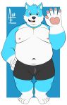  aereous anthro belly canine digital_media_(artwork) dog fur hi_res male mammal nipples overweight overweight_male simple_background slightly_chubby solo thick_thighs 