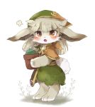  1girl brown_eyes carrying feet furry green_hair hat mz_marine open_mouth plant rabbit solo 