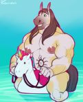  anthro bulge clothed clothing equine horse male mammal marlon.cores muscular muscular_male outside pecs smile solo swimsuit topless 