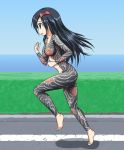  animated animated_gif black_hair bouncing_breasts breasts full_body_tattoo hair_ornament irezumi long_hair nipple_piercing nude piercing running seiji_(artist) tattoo yakuza 