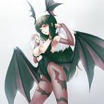  animal_print bad_id bad_pixiv_id bat_print bat_wings breasts bridal_gauntlets demon_girl f-cla head_wings large_breasts long_hair morrigan_aensland pantyhose print_legwear purple_wings solo succubus vampire_(game) very_long_hair wings 