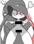  2018 angry blush breasts butt censor_bar clothed clothing diives english_text female gaghiel humanoid looking_at_viewer mammal mawile nintendo nude open_mouth pok&eacute;mon pok&eacute;mon_(species) pussy signature simple_background solo text video_games white_background 