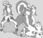  2_heads belly big_belly bobskunk bovine cattle conjoined gaia1234 male male_udder mammal mephitid monochrome multi_head post_transformation skunk taur teats transformation udders weight_gain 