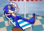  2017 anthro balls deckchair emmysails eyewear hedgehog male mammal penis solo sonic_(series) sonic_the_hedgehog sunglasses umbrella uncut 