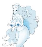  alolan_ninetales big_breasts breasts chest_tuft female fluffy fluffy_tail hair itsa_winter long_hair looking_at_viewer neck_tuft nintendo nipples nude pok&eacute;mon pok&eacute;mon_(species) regional_variant simple_background solo tuft video_games white_background 
