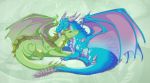  ambiguous_gender claws digital_media_(artwork) dragon duo dvixie feral horn lying membranous_wings scalie simple_background smile spines western_dragon wings 