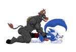  2018 4_toes 5_fingers abdominal_bulge abs all_fours anal anal_penetration animal_genitalia animal_penis animated anthro anthro_on_anthro balls biceps big_dom_small_sub big_penis black_penis blue_fur blue_nose blue_skin body_hair bovine canine canine_penis chest_hair darkstalkers digital_media_(artwork) digitigrade doggystyle duo ears_back equine_penis erection eyebrows facial_piercing fingerless_(marking) from_behind_position fur gloves_(marking) grey_skin grin half-closed_eyes hands_on_hips hooves horn huge_penis hungothenomster jon_talbain kneeling knot larger_male male male/male mammal mane markings minotaur multicolored_fur multicolored_penis multicolored_skin muscular muscular_male muscular_thighs neck_tuft nose_piercing nose_ring nude open_mouth pecs penetration penis piercing pixel_(artwork) pixel_animation red_penis red_skin sex sharp_teeth side_view size_difference smile socks_(marking) teeth thick_penis thrusting toes tongue tuft two_tone_fur two_tone_penis two_tone_skin video_games were werewolf white_fur white_skin yellow_eyes 