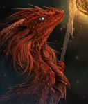  2018 blue_eyes digital_media_(artwork) dragon eyelashes female feral hair horn red_hair red_scales scales solo telleryspyro 