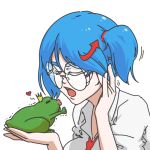  afd-chan blue_hair crown eyes_closed female frog germany glasses heart kiss open_mouth personification politics 