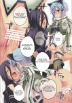  black_hair blue_hair blush cat_ears_(disambiguation) clothed clothing comic female hair human inside kirito male male/female mammal not_furry riding sinon sitting sword_art_online the_darkness 