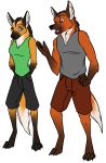  2013 amocin anthro breasts brother brother_and_sister canine claws clothed clothing digital_media_(artwork) duo dzaku_(amocin) eye_contact female fur hair male mammal maned_wolf pawpads paws rikku_(amocin) sibling simple_background sister vargr white_background wolf 