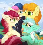  &lt;3 &lt;3_eyes 2018 bonbon_(mlp) carrot_top_(mlp) cum cum_on_tongue cutie_mark digital_media_(artwork) earth_pony equine female feral friendship_is_magic fur green_eyes group group_sex hair hi_res hioshiru horn horse licking lyra_heartstrings_(mlp) male male/female mammal medial_ring my_little_pony open_mouth oral outside pony rose_(mlp) sex tongue tongue_out unicorn 