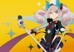  chiliarch_(elsword) demon_girl demon_horns elsword eyebrows_visible_through_hair fang holding horns luciela_r._sourcream microphone single_sleeve star star-shaped_pupils symbol symbol-shaped_pupils twintails zhang492382336 