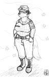  2018 anthro army big_breasts black_and_white breasts canine clothed clothing female fox hat mammal military monochrome peggy_patterson savagelyrandom simple_background soldier solo sweater uniform 