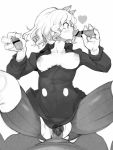  1girl aioi_u animal_ears bar_censor breasts breasts_outside censored clothed_sex disembodied_penis fellatio greyscale handjob heart heart_censor hetero hunter_x_hunter monochrome multiple_penises neferpitou nipples oral penis sex short_hair sketch torn_clothes vaginal 