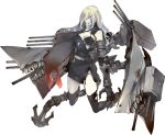 anchor cape claws european_water_hime fangs full_body gauntlets green_eyes kantai_collection kneeling konishi_(koconatu) long_hair machinery mechanical_arm official_art shinkaisei-kan silver_hair thighhighs torn_clothes transparent_background turret white_hair 