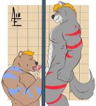  aereous anthro barazoku bear belly biceps canine digital_media_(artwork) duo erection fellatio glory_hole hi_res male male/male mammal muscular nipples nude oral penis sex tongue wolf 
