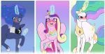  2018 arareroll blush collar crown cutie_mark equine feathered_wings feathers female feral friendship_is_magic hair hi_res horn looking_at_viewer mammal multicolored_hair my_little_pony open_mouth pink_eyes pregnancy_test princess princess_cadance_(mlp) princess_celestia_(mlp) princess_luna_(mlp) purple_eyes royalty signature teal_eyes winged_unicorn wings 