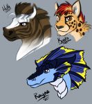  2016 amocin anthro aquatic_dragon cheetah digital_drawing_(artwork) digital_media_(artwork) dragon equine feline fin fur hair horse hoth_(skylords) hybrid kasto_(skylords) looking_at_viewer male mammal portrait rayne_(skylords) scalie simple_background skylords smile spots stripes zebra 