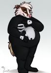  anthro badger binturongboy_(artist) blush cosplay costume male mammal marvel mustelid overweight overweight_male solo spider-man_(series) zentai 
