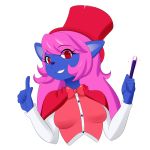  2018 anthro blue_fur breasts canine clothed clothing female fox fur hair hat jcdr long_hair looking_at_viewer mammal melody_phantasma pink_hair red_eyes smile solo 