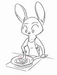  2018 animated anthro apron clothed clothing cooking disney female food frying_pan holding_object judy_hopps lagomorph mammal rabbit simple_background solo spatula tggeko white_background zootopia 