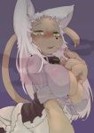  1girl cat furry green_eyes long_hair open_mouth solo visible_nipples white_hair yeti_(mu_kaiten) 