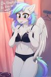  2018 anthro blush bra clothing cutie_mark dialogue digital_media_(artwork) english_text equine fan_character feathered_wings feathers female fensu-san hair hi_res mammal my_little_pony open_mouth pegasus solo text underwear wings 