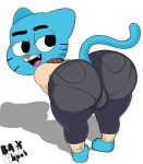  bent_over big_butt blackwhiplash butt cartoon_network cat clothed clothing feline girly gumball_watterson male mammal presenting presenting_hindquarters solo the_amazing_world_of_gumball wide_hips young 