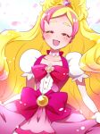  :d ^_^ ^o^ blush bow closed_eyes cure_flora dress earrings flower flower_earrings flower_necklace gloves go!_princess_precure haruno_haruka jewelry kagami_chihiro long_hair magical_girl mode_elegant_(go!_princess_precure) multicolored_hair necklace open_mouth petals pink_bow precure puffy_short_sleeves puffy_sleeves short_sleeves skirt_hold smile solo streaked_hair thick_eyebrows two-tone_hair upper_body white_gloves 